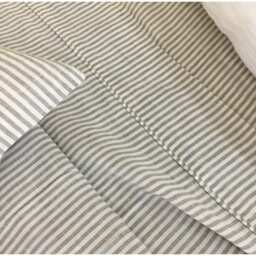 Grey & White Striped Linen Bed Sheets, Top Sheet, Fitted 2 Pillow Cover, Neutral Stripes For Him Her - thumbnail 2