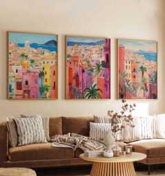Set Of 3 Palermo Posters, Italy Prints, Sicily Wall Art Set, Italian City Mediterranean Europe Decor