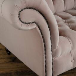 2 Seater Pink Velvet Fabric Chesterfield Sofa, British Handmade - thumbnail 4