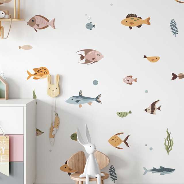 Ocean Fish Wall Decals Sea Animal Nursery Decor - 57 Piece - image 1