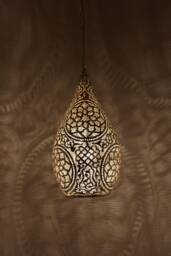 Oriental Brass Lamp, Moroccan Handmade Pendant Light, Hanging Gold Lampshade, Home Decor Lighting & Ceiling Light - thumbnail 1