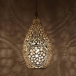 Oriental Brass Lamp, Moroccan Handmade Pendant Light, Hanging Gold Lampshade, Home Decor Lighting & Ceiling Light - thumbnail 2