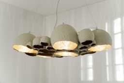 Paper Mache Lighting, Multi-Light Chandelier, Statement Dining Room Linear Foyer Chandelier