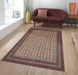Indian Handmade Block Printed Rug Dark Maroon Cotton Area Bedroom Large Carpet Stair Runner Indoor 9x12 4x20 12x12 Feet - thumbnail 1