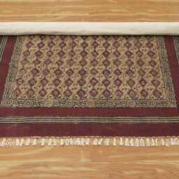 Indian Handmade Block Printed Rug Dark Maroon Cotton Area Bedroom Large Carpet Stair Runner Indoor 9x12 4x20 12x12 Feet - thumbnail 3