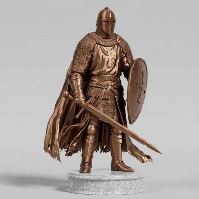 Knights Templar Medieval Warrior Knight - Collectible Statue - image 1