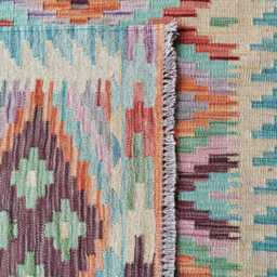 Multicolour Kilim Rug, Handmade Artisan Afghan Turkish Scandinavian Navajo Bohemian Flatweave Natural Wool Rug 185x126 cm - thumbnail 3