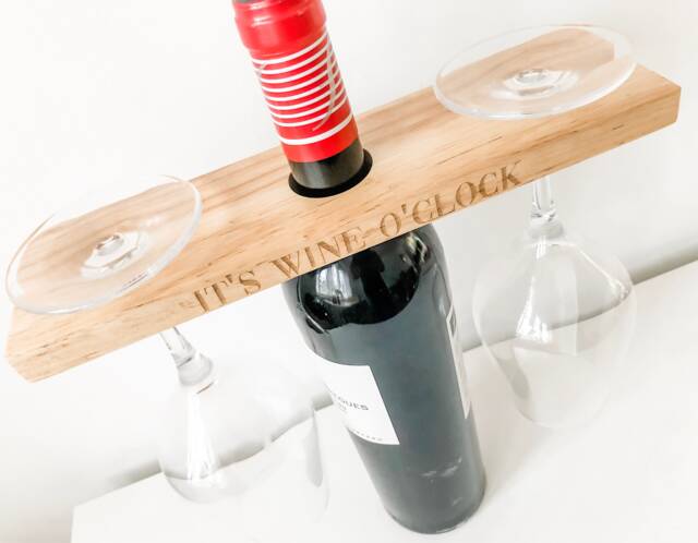 Personalised Wine Holder Gifts For Him Dad Husband Her Mum Gin Prosecco Cocktail Monogram Wooden - image 1