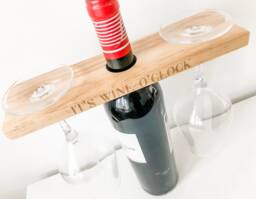 Personalised Wine Holder Gifts For Him Dad Husband Her Mum Gin Prosecco Cocktail Monogram Wooden