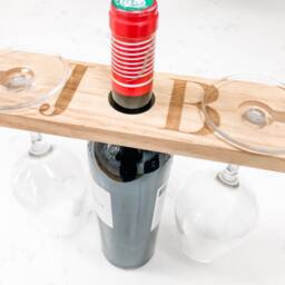 Personalised Wine Holder Gifts For Him Dad Husband Her Mum Gin Prosecco Cocktail Monogram Wooden - thumbnail 2