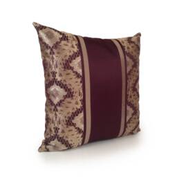 Purple, Tan Gold Pillow, Throw Pillow Cover, Decorative Cushion Accent Sham, Satin Blend, Striped Pattern - thumbnail 2