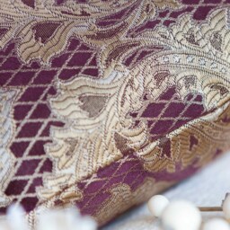 Purple, Tan Gold Pillow, Throw Pillow Cover, Decorative Cushion Accent Sham, Satin Blend, Striped Pattern - thumbnail 3