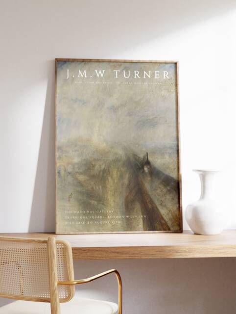 William Turner Exhibition Art Print, J. M. W. Poster, Rain Steam & Speed, Train Railway Art, Office Decor - image 1