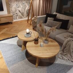 Sk5 Round Oak Coffee Tables - Handmade Nesting Set Or Single Solid Wood Minimalist Design For Living Room - thumbnail 2