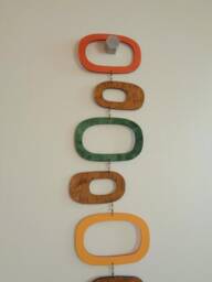 Mid Century Modern Wood Mobile Hanging Wall Decor, Geometric Design - thumbnail 1