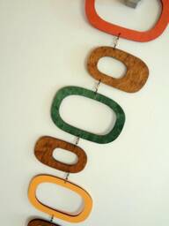 Mid Century Modern Wood Mobile Hanging Wall Decor, Geometric Design - thumbnail 3
