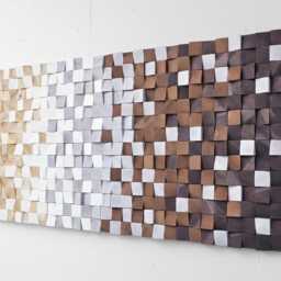 Rustic Brown Wood Wall Art - Farmhouse Kitchen 3D Mosaic Panel - thumbnail 2