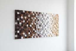 Rustic Brown Wood Wall Art - Farmhouse Kitchen 3D Mosaic Panel - thumbnail 1