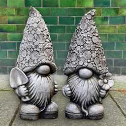 Garden Gnome With Shovel Figurine Concrete Sculpture Handcrafted Whimsical Decoration Outdoor Fantacy Garden Ornament Gnome Art Gift - thumbnail 4