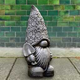 Garden Gnome With Shovel Figurine Concrete Sculpture Handcrafted Whimsical Decoration Outdoor Fantacy Garden Ornament Gnome Art Gift - thumbnail 3