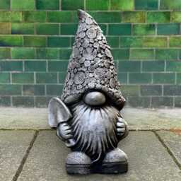 Garden Gnome With Shovel Figurine Concrete Sculpture Handcrafted Whimsical Decoration Outdoor Fantacy Garden Ornament Gnome Art Gift - thumbnail 1