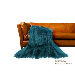 Teal Green Faux Fur Throw Blanket - Plush Minky Lining, Usa Made