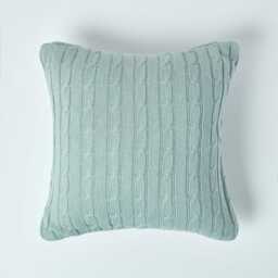 Cotton Cable Knit Cushion Cover 45x45cm - Soft Knitted Sofa Pillow Case - thumbnail 2