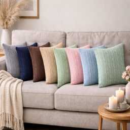 Cotton Cable Knit Cushion Cover 45x45cm - Soft Knitted Sofa Pillow Case - thumbnail 1