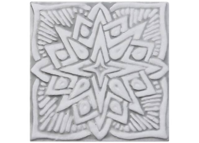 Handmade Moroccan Ceramic Tile Indoor 7 Outdoor Wall Art, Grey & White - 15cm/5.9 - image 1