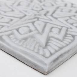 Handmade Moroccan Ceramic Tile Indoor 7 Outdoor Wall Art, Grey & White - 15cm/5.9 - thumbnail 2