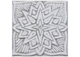 Handmade Moroccan Ceramic Tile Indoor 7 Outdoor Wall Art, Grey & White - 15cm/5.9