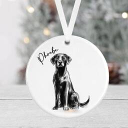Personalised Dog Christmas Bauble - Black Labrador Gift Ceramic Pet Ornament Secret Santa Lover - thumbnail 2