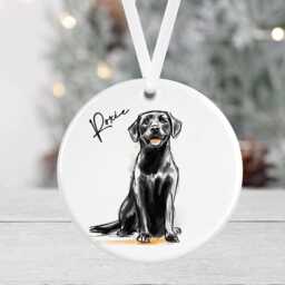 Personalised Dog Christmas Bauble - Black Labrador Gift Ceramic Pet Ornament Secret Santa Lover - thumbnail 3