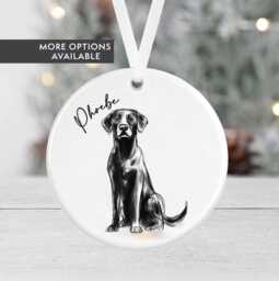 Personalised Dog Christmas Bauble - Black Labrador Gift Ceramic Pet Ornament Secret Santa Lover