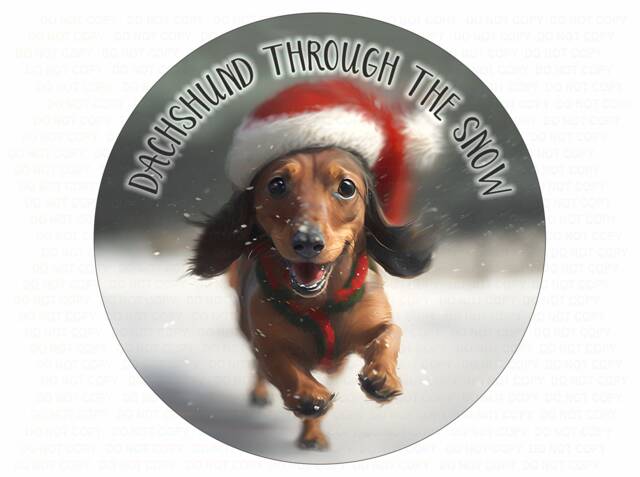 Dachshund Through The Snow Wreath Sign, Cute Sausage Dog Xmas Dachshund - image 1