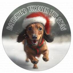 Dachshund Through The Snow Wreath Sign, Cute Sausage Dog Xmas Dachshund - thumbnail 3