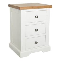 Painted Bedside Table With Oak Top 3 Drawer Nightstand, Assembled - thumbnail 2