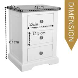 Painted Bedside Table With Oak Top 3 Drawer Nightstand, Assembled - thumbnail 3