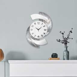Unique Wall Clock in Silver White Modern Clock, Sculpture, Metal Large Art, Gift - thumbnail 1