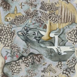 Zoffany - Verdure Lead Blue Lush Pastoral Landscape Cushion Cover Handmade Throw Pillow Designer Home Decor - thumbnail 3