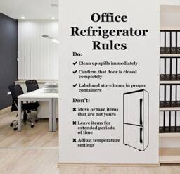 Office Refrigerator Rules Wall Decal Job Work Worker Quotes Vinyl Sticker Kitchen Sayings Art Interior Door Window Room Cabinet Decor 32Qs - thumbnail 1