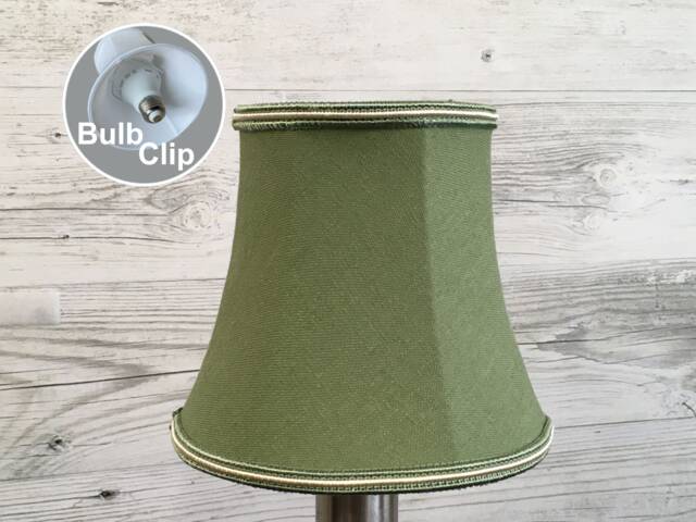 Green Bowed Empire Candle Shade With Oyster Soutache Trim - Lampshade Chandelier Lampshades Clip On Lampshades Retro Lampshade - image 1