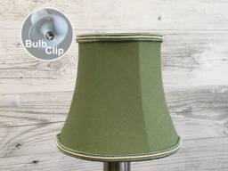 Green Bowed Empire Candle Shade With Oyster Soutache Trim - Lampshade Chandelier Lampshades Clip On Lampshades Retro Lampshade - thumbnail 1