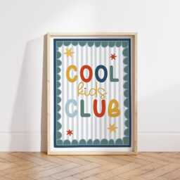 Cool Kids Club Print in Bright Colours, Scalloped Retro Bedroom Playroom, Scandi Nursery Decor - thumbnail 3