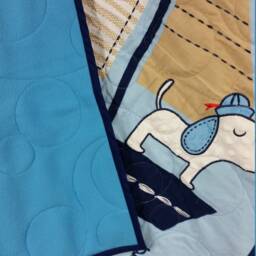 Sailor Baby Quilt Soft Blanket Handmade Shower Gift Nursery Play Mat Nautical Sailboat Dog - thumbnail 3