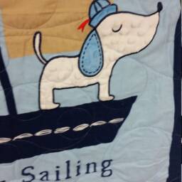 Sailor Baby Quilt Soft Blanket Handmade Shower Gift Nursery Play Mat Nautical Sailboat Dog - thumbnail 2