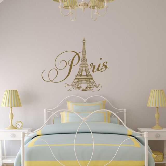 Eiffel Tower Wall Decal Paris Bedroom Decor, France Vinyl Sticker P57 - image 1