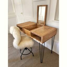 Reclaimed Wood Dressing Table With Mirror & Hairpin Legs - thumbnail 2