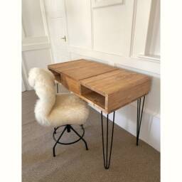 Reclaimed Wood Dressing Table With Mirror & Hairpin Legs - thumbnail 3