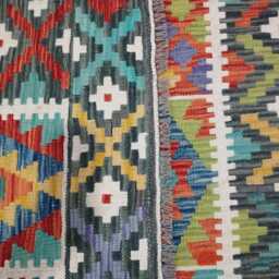 Tribal Kilim Rug, Handmade Artisan Afghan Turkish, Scandinavian, Navajo, Bohemian Flatweave, Natural Wool Multicolour Rug 200x150 cm - thumbnail 3